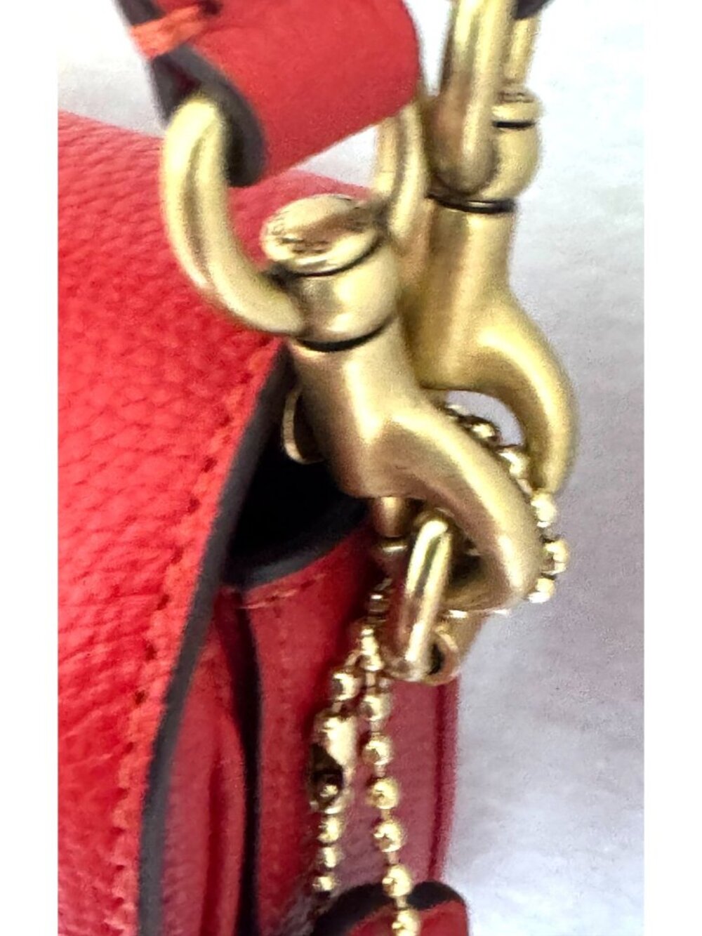 Coach "Cassie" 19 Red pebbled Bag with detachable handles & Strap. - Picture 10 of 13